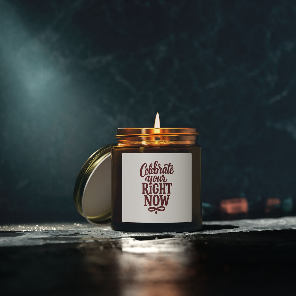 Celebrate Your Right Now — Amber Glass Cashmere Musk Candle (Coconut Apricot Wax, 4oz & 9oz)