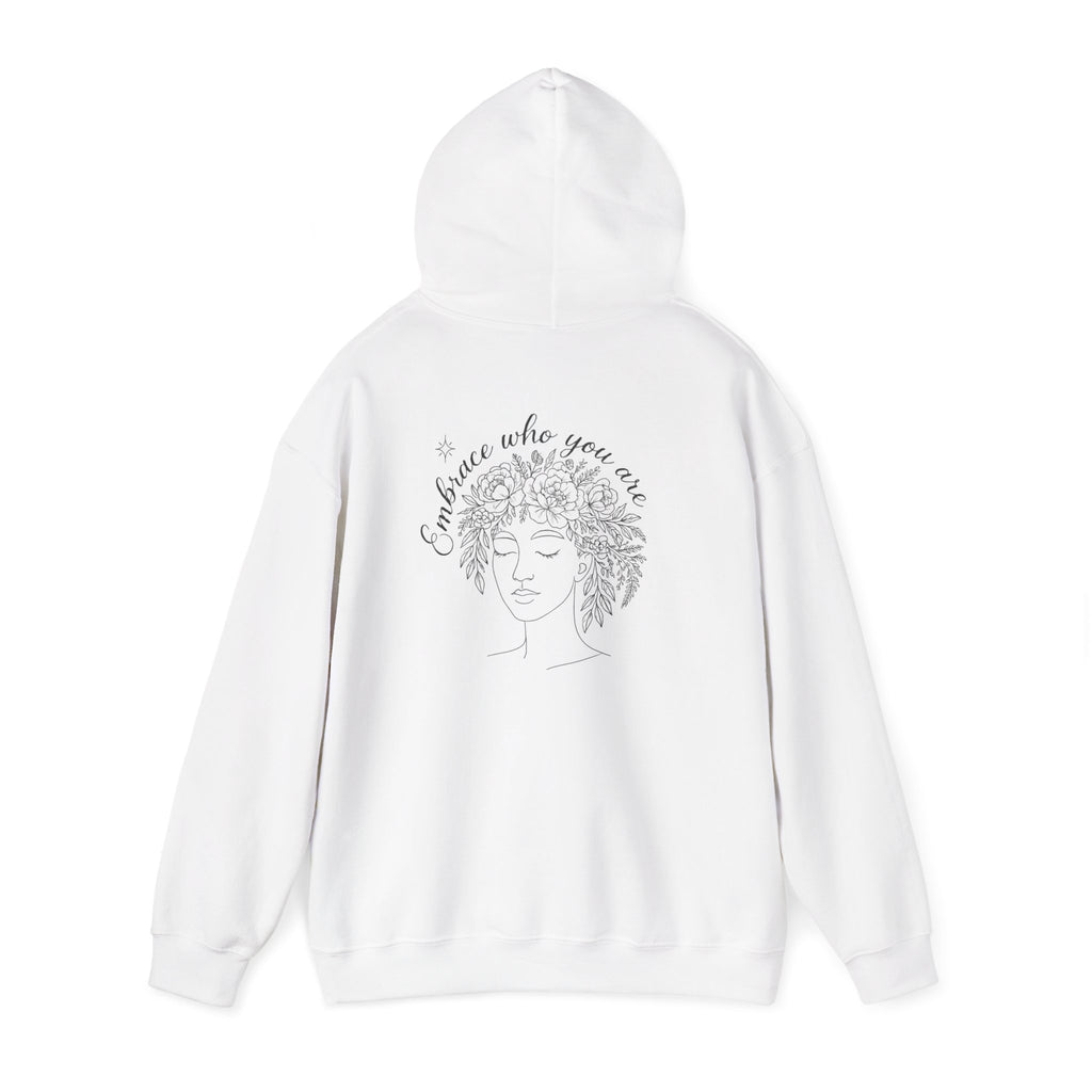 Hoodie – "Embrace Where You Are" Floral Line Art Comfort Hoodie