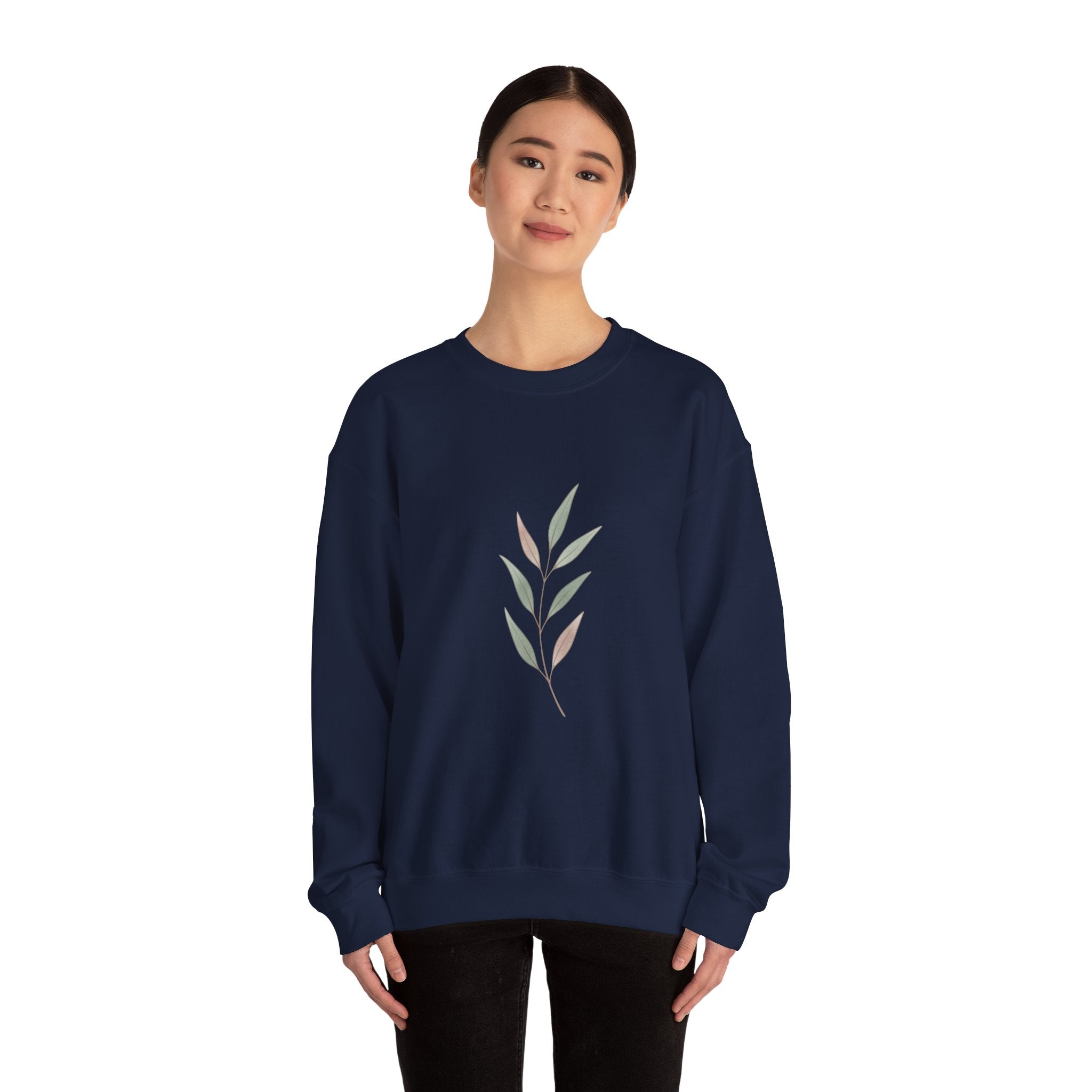 Minimal Leaf Motif Crewneck Sweatshirt | quiet luxury, neutral minimalist