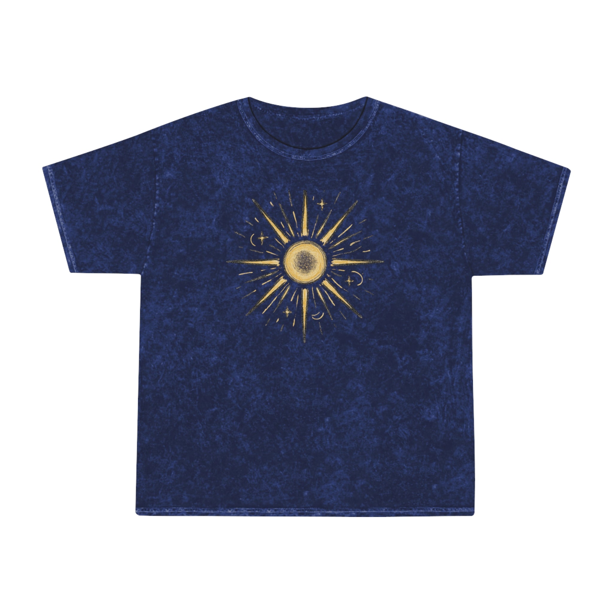 Mineral Wash Sunburst Tee — Vintage Golden Sun Graphic