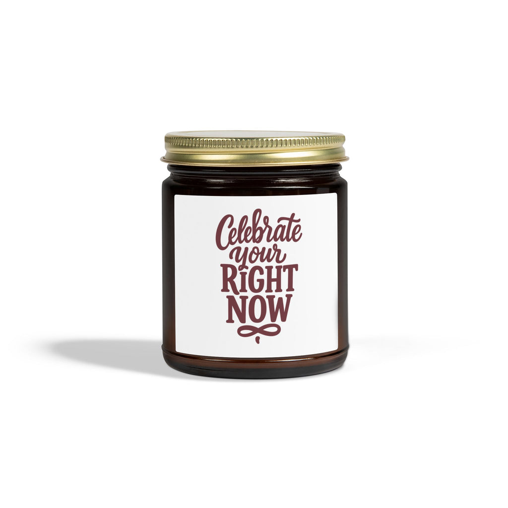 Celebrate Your Right Now — Amber Glass Cashmere Musk Candle (Coconut Apricot Wax, 4oz & 9oz)