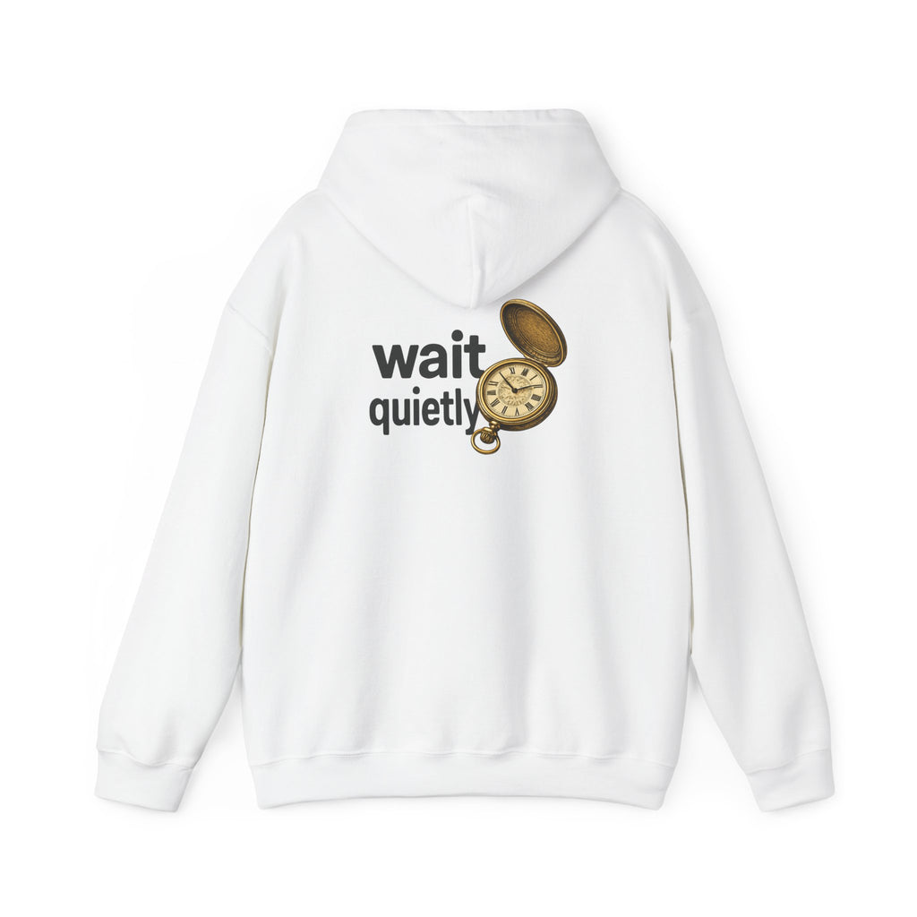 Wait Quietly Pocket Watch Hoodie – Vintage Timepiece Graphic Sweatshirt