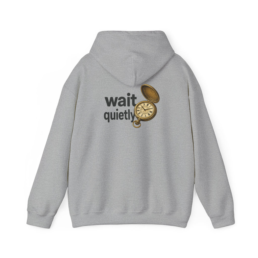 Wait Quietly Pocket Watch Hoodie – Vintage Timepiece Graphic Sweatshirt