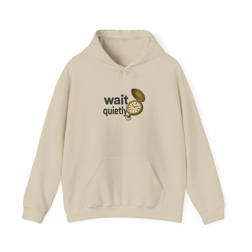 Wait Quietly Pocket Watch Hoodie – Vintage Timepiece Graphic Sweatshirt