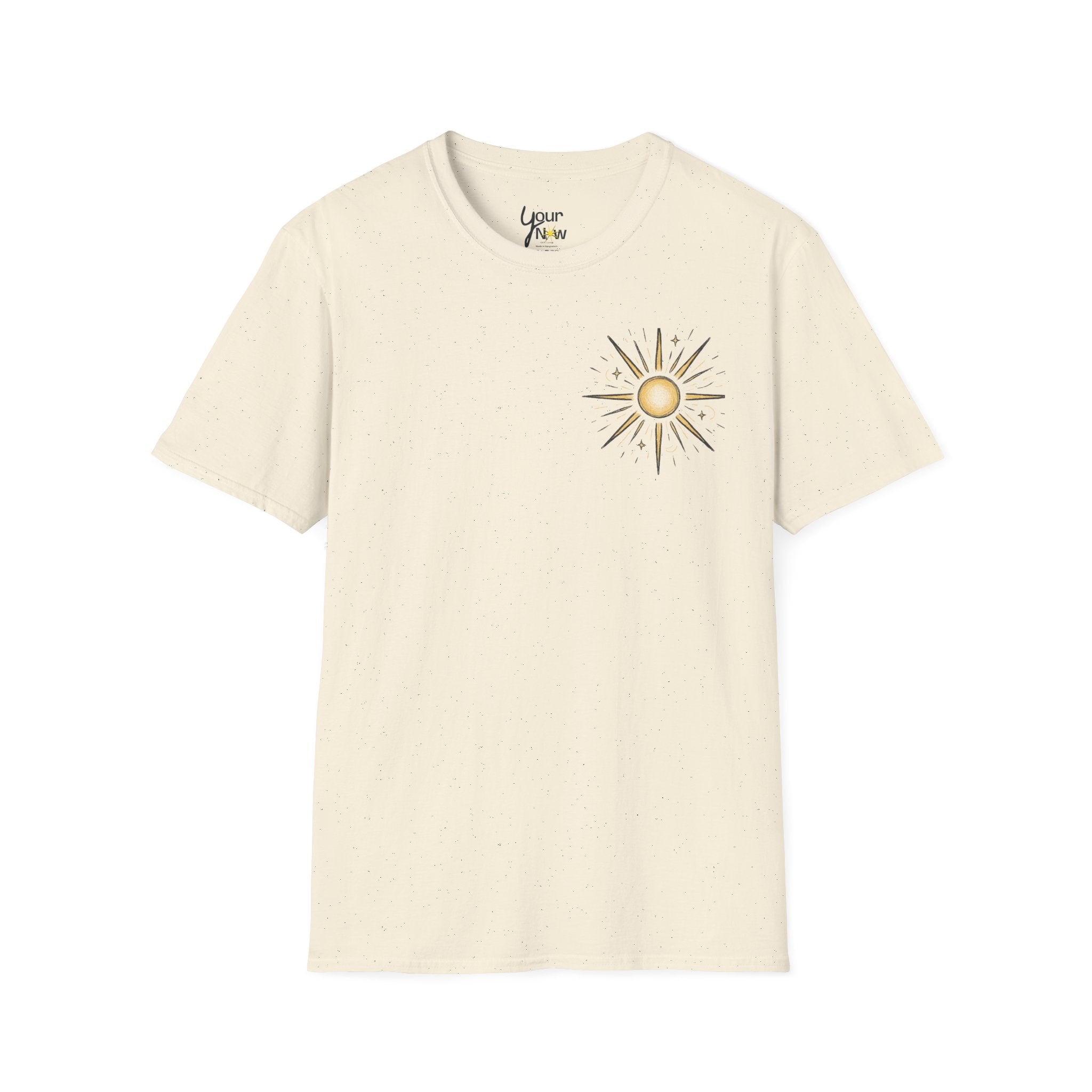 Sunburst Graphic T-Shirt — Retro Celestial Sun Chest & Back Print