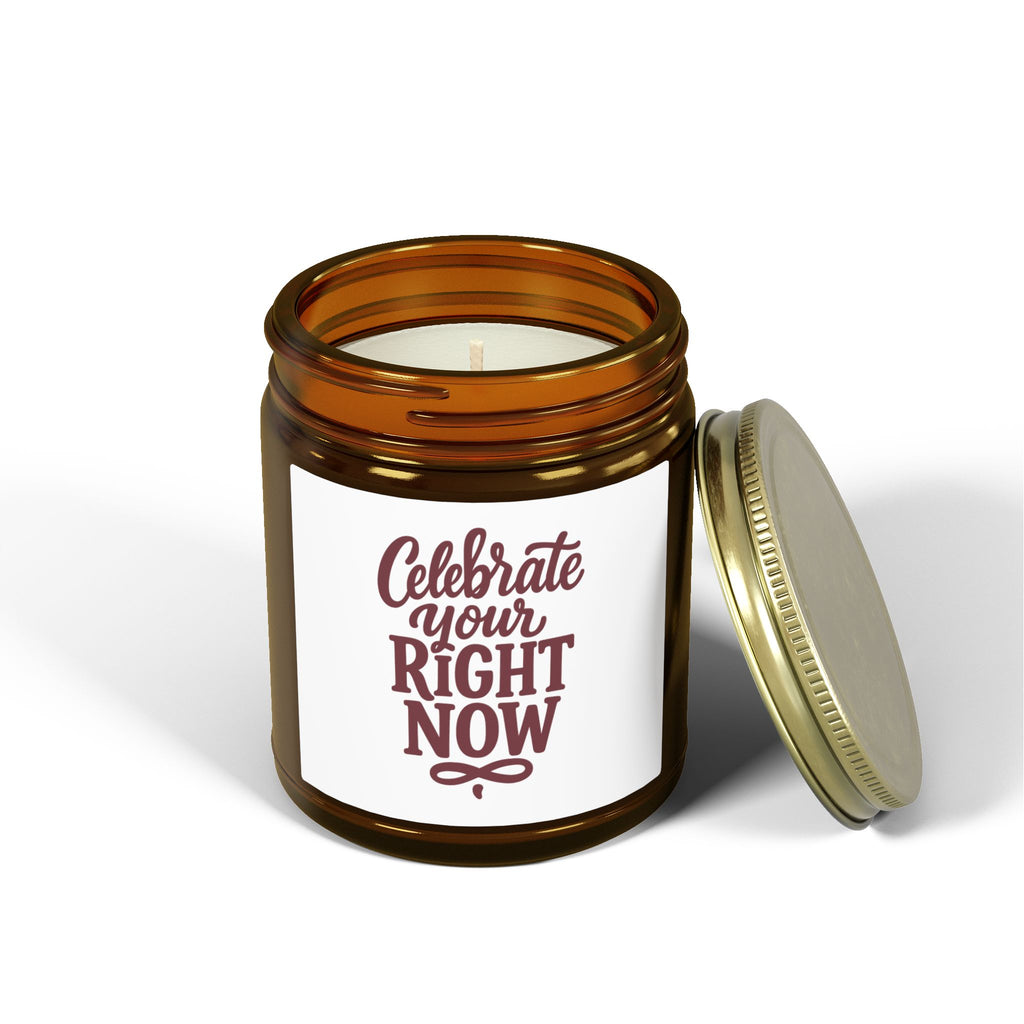 Celebrate Your Right Now — Amber Glass Cashmere Musk Candle (Coconut Apricot Wax, 4oz & 9oz)