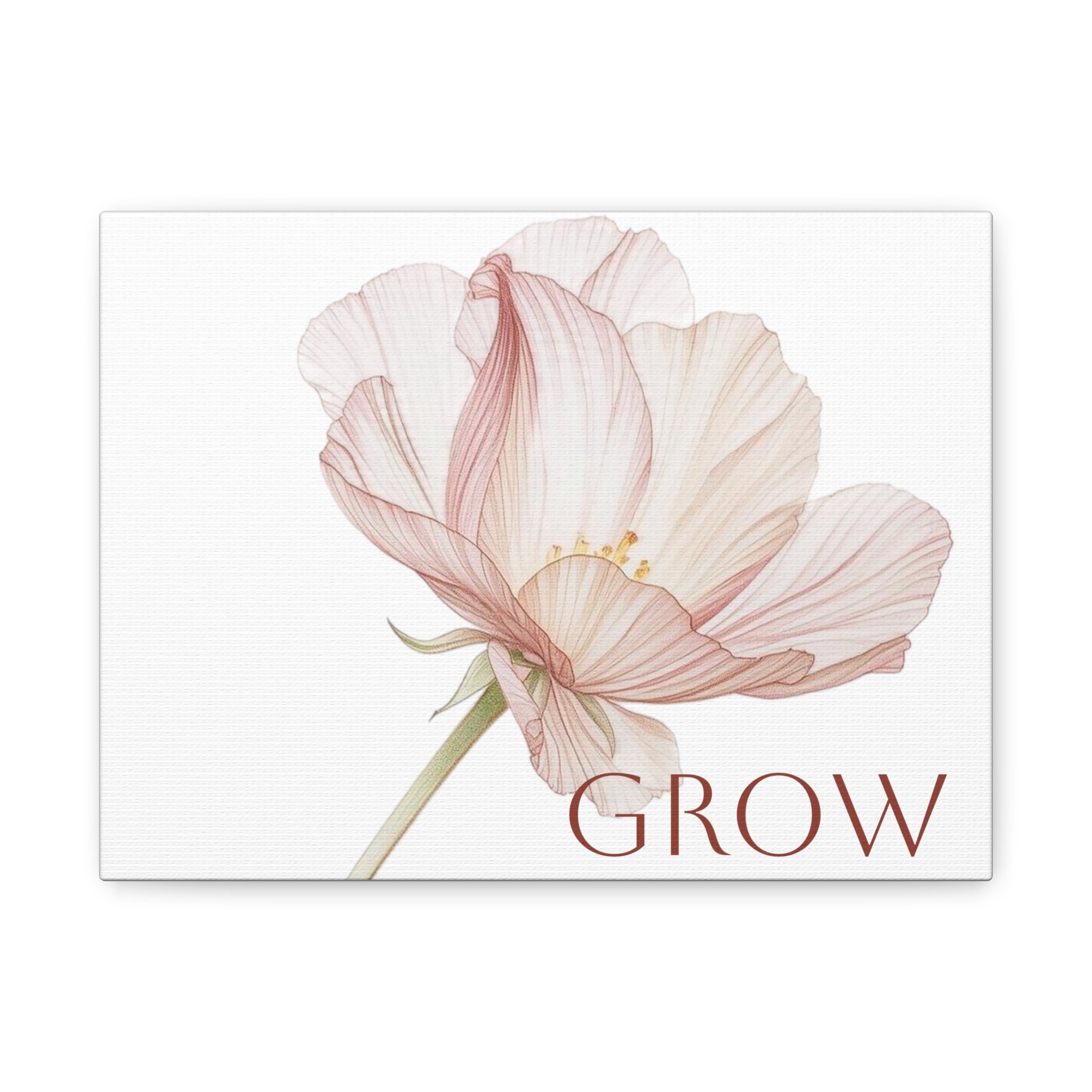 Grow Watercolor Flower Matte Canvas Print