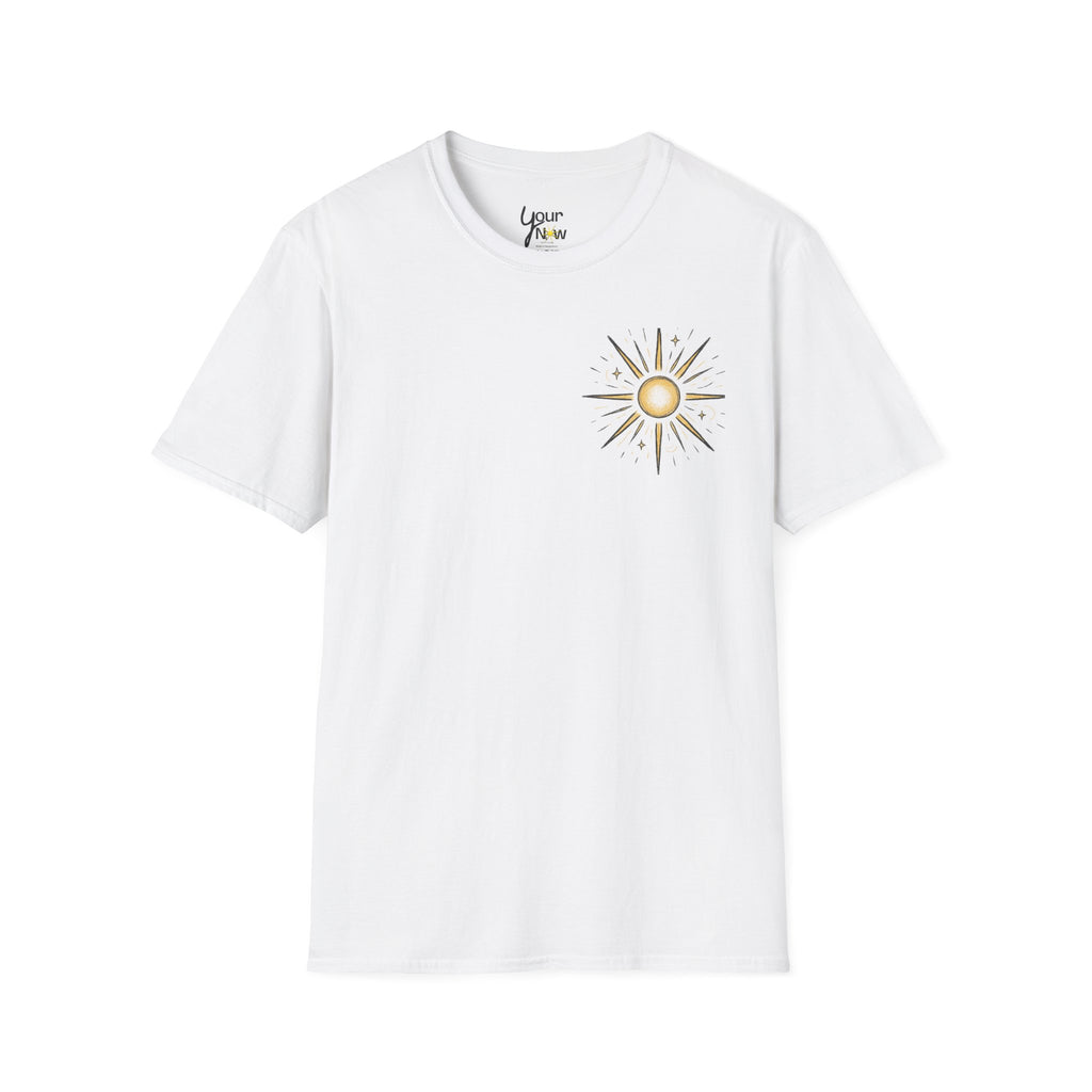 Sunburst Graphic T-Shirt — Retro Celestial Sun Chest & Back Print