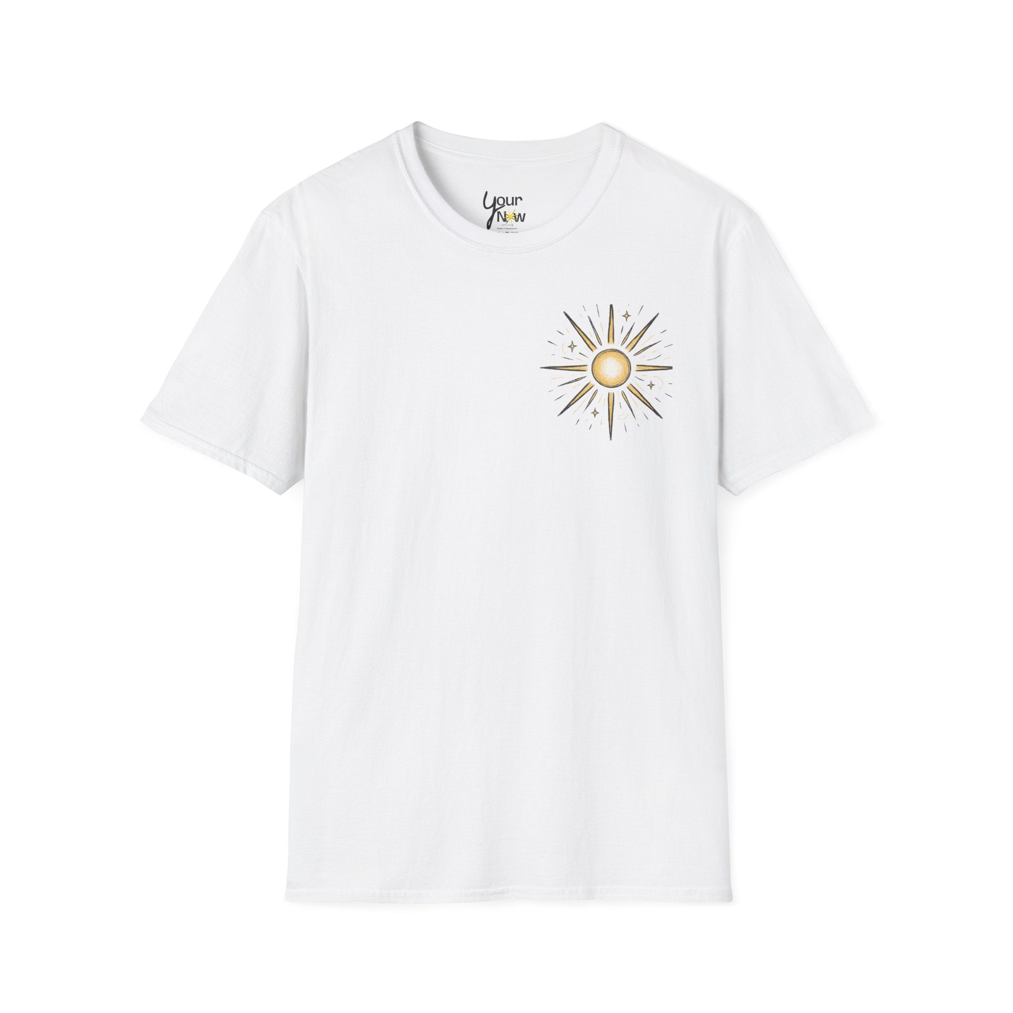 Sunburst Graphic T-Shirt — Retro Celestial Sun Chest & Back Print