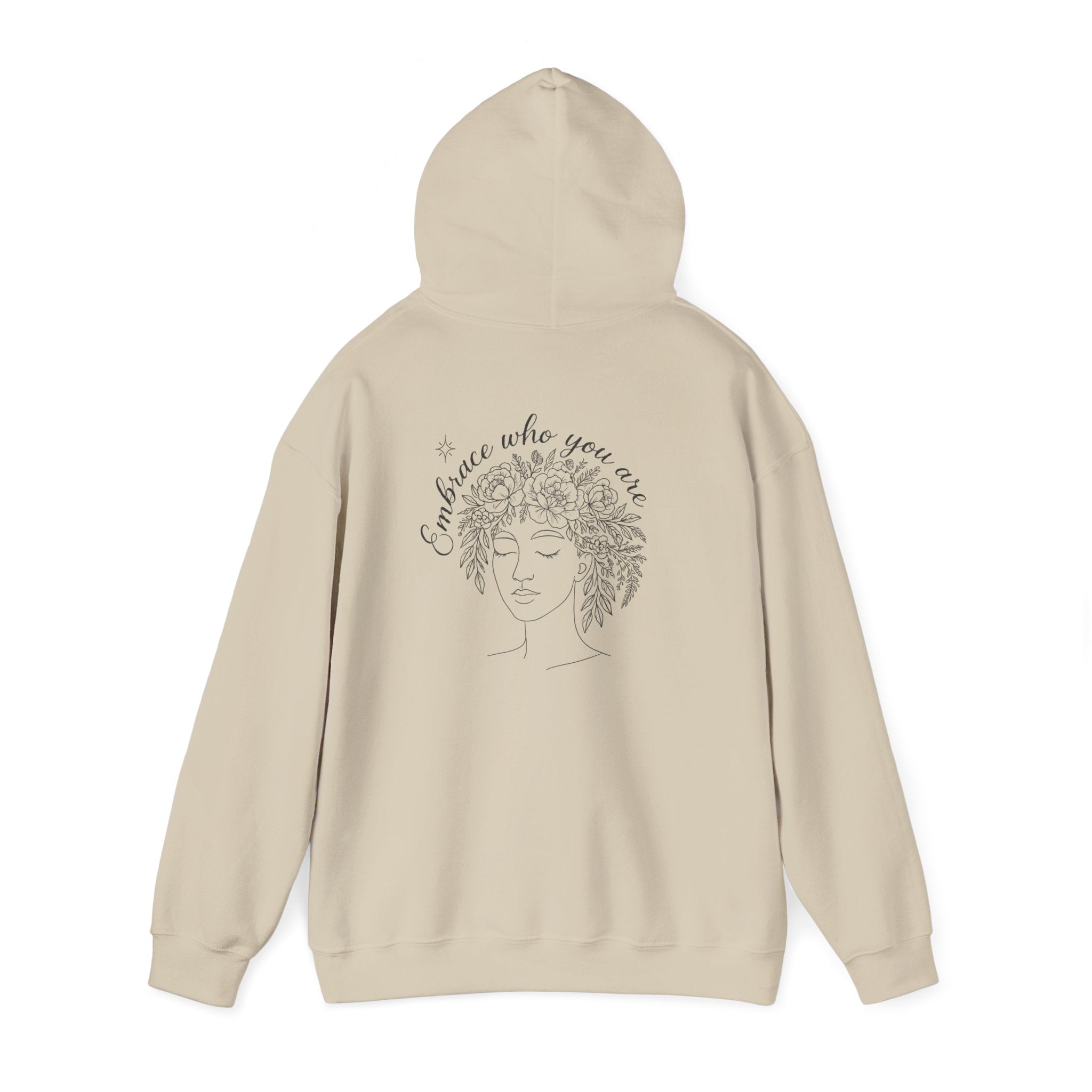 Hoodie – "Embrace Where You Are" Floral Line Art Comfort Hoodie