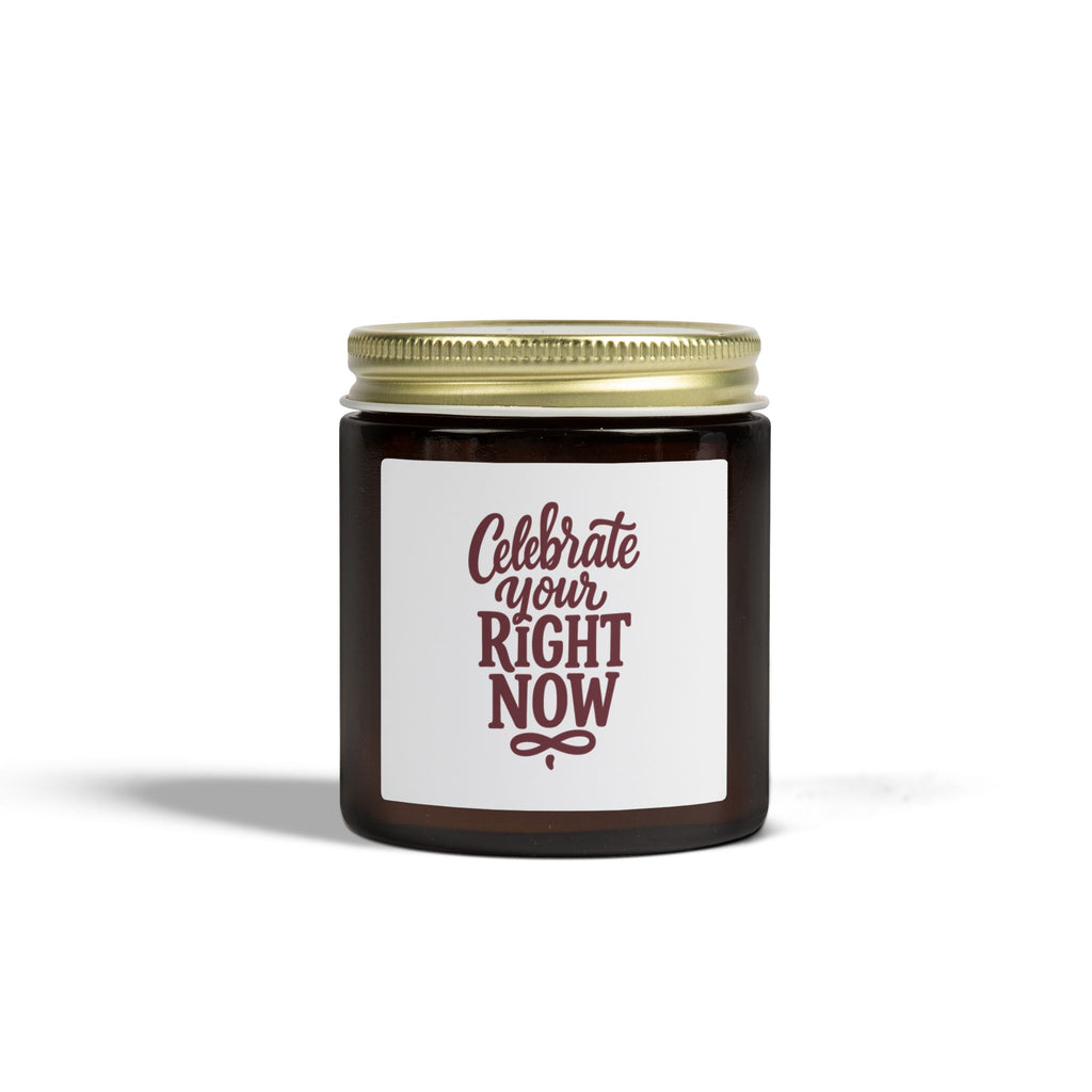 Celebrate Your Right Now — Amber Glass Cashmere Musk Candle (Coconut Apricot Wax, 4oz & 9oz)
