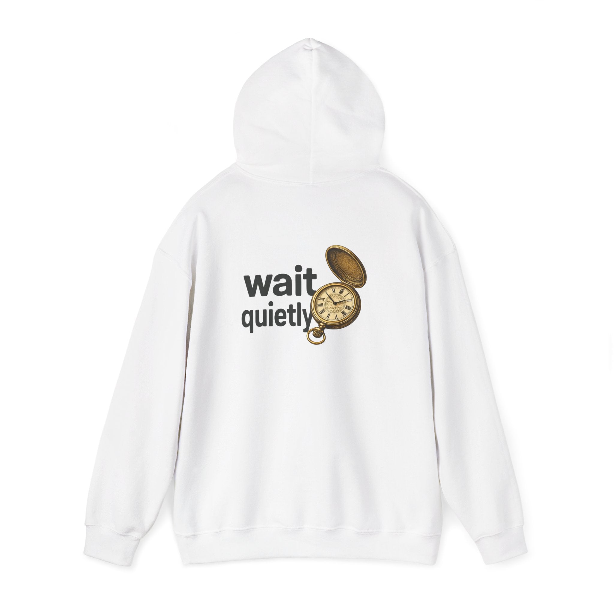 Wait Quietly Pocket Watch Hoodie – Vintage Timepiece Graphic Sweatshirt