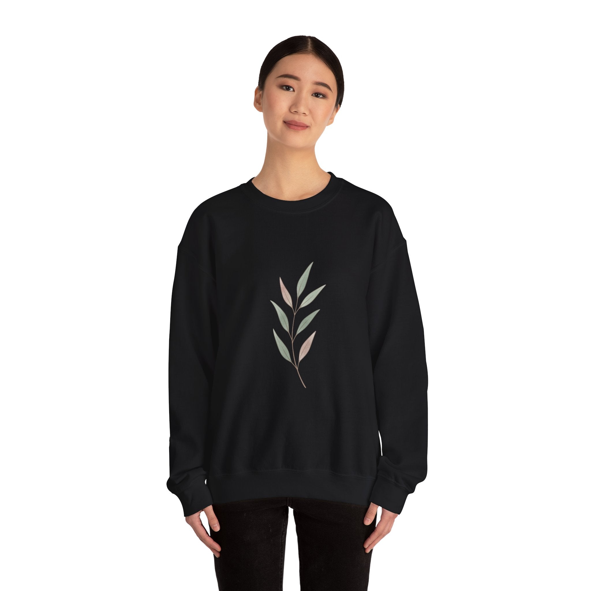 Minimal Leaf Motif Crewneck Sweatshirt | quiet luxury, neutral minimalist