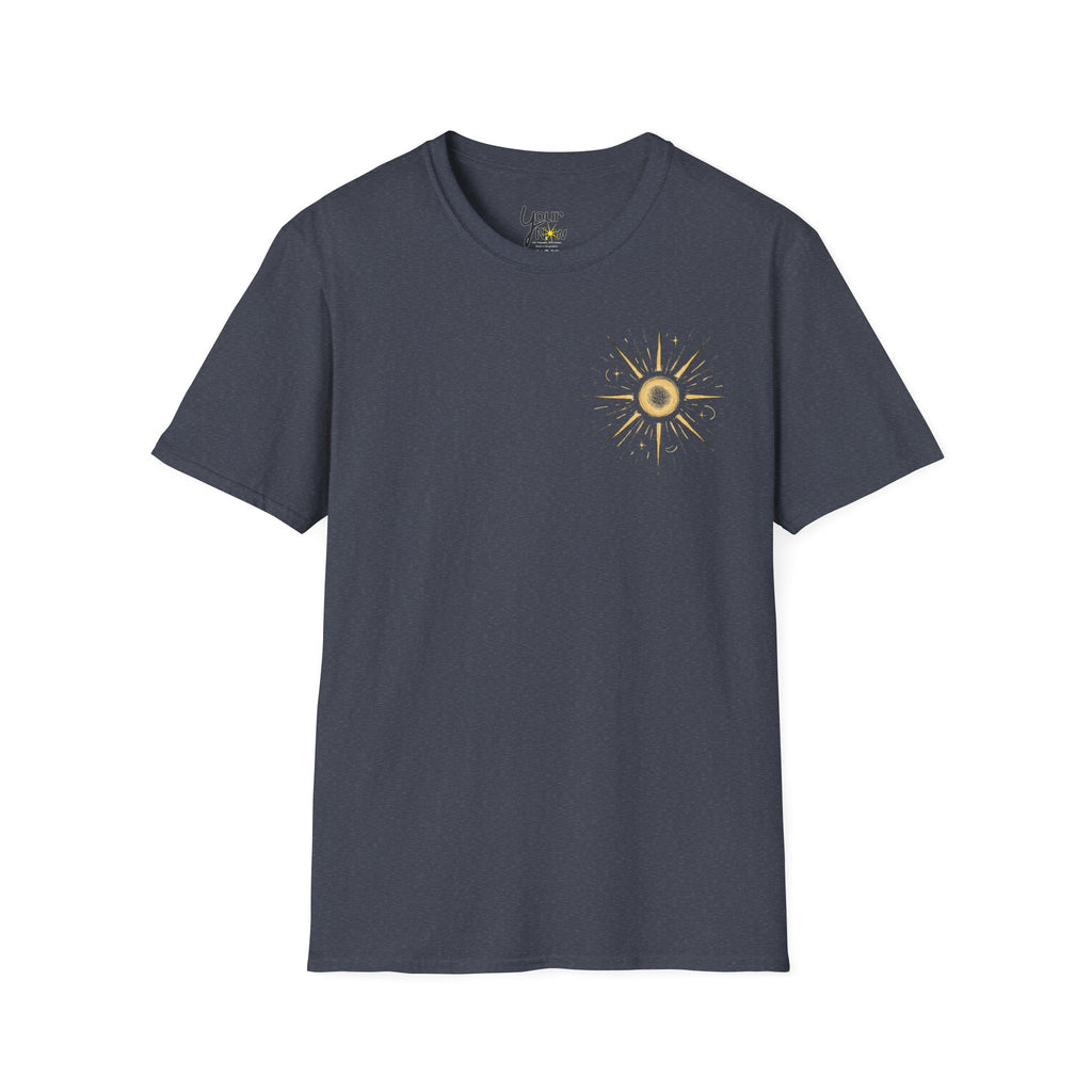 Sunburst Graphic T-Shirt — Retro Celestial Sun Chest & Back Print