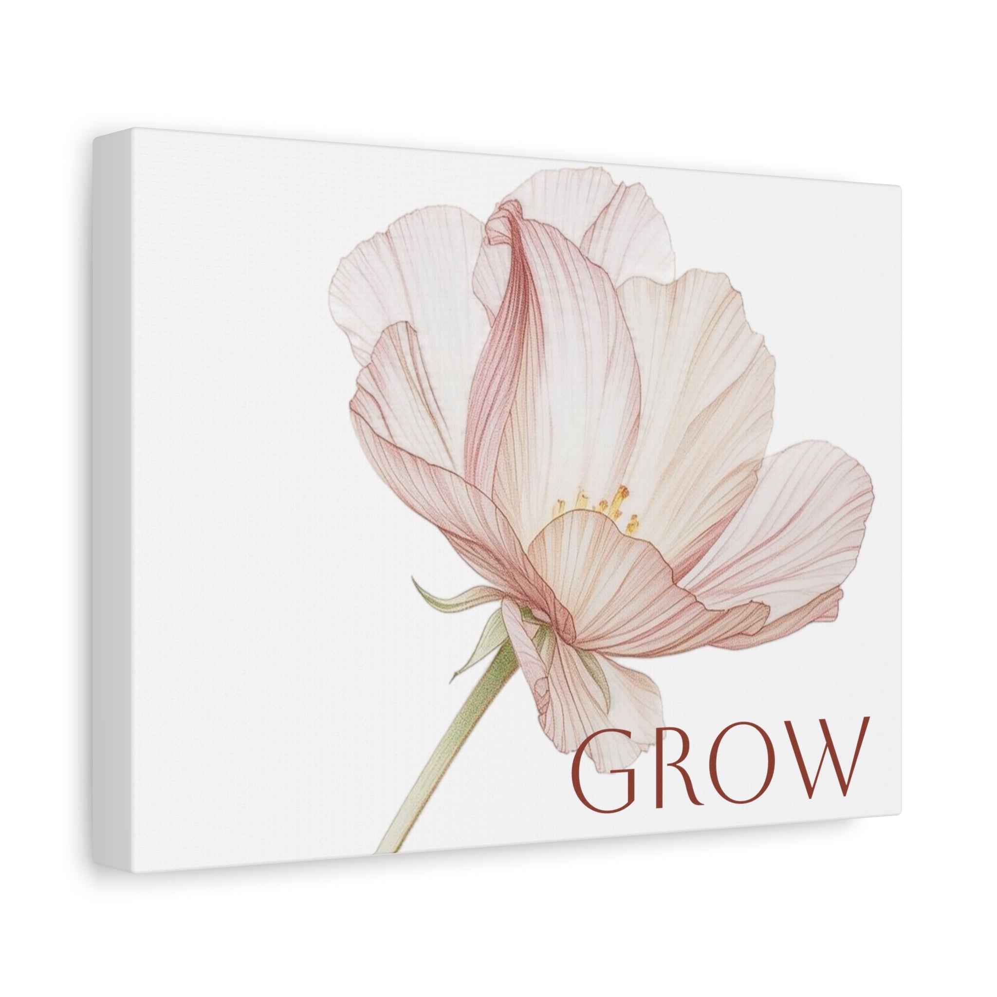 Grow Watercolor Flower Matte Canvas Print