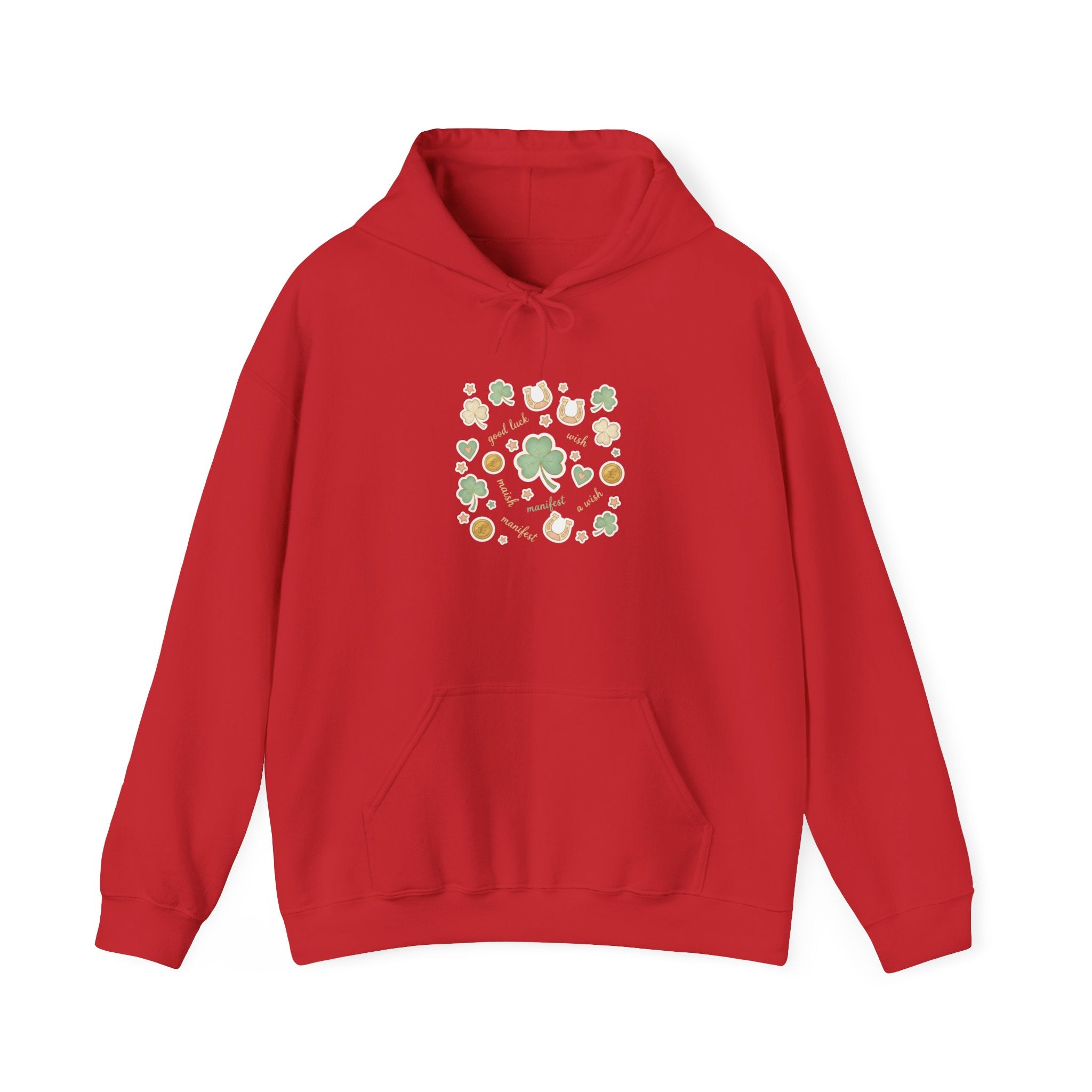 Lucky Charm Sticker Pattern Hoodie | mint gold good luck symbols