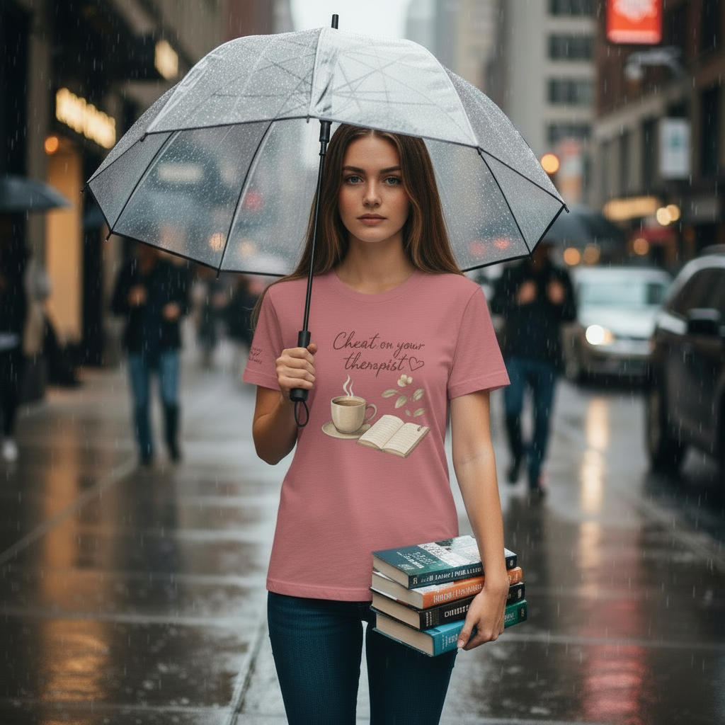 Cheat On Your Therapist Tee — Cozy Coffee & Journal Mental Health Shirt