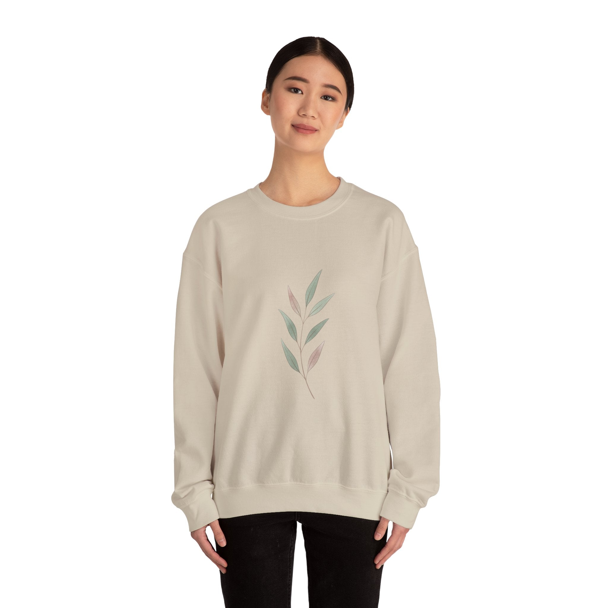 Minimal Leaf Motif Crewneck Sweatshirt | quiet luxury, neutral minimalist