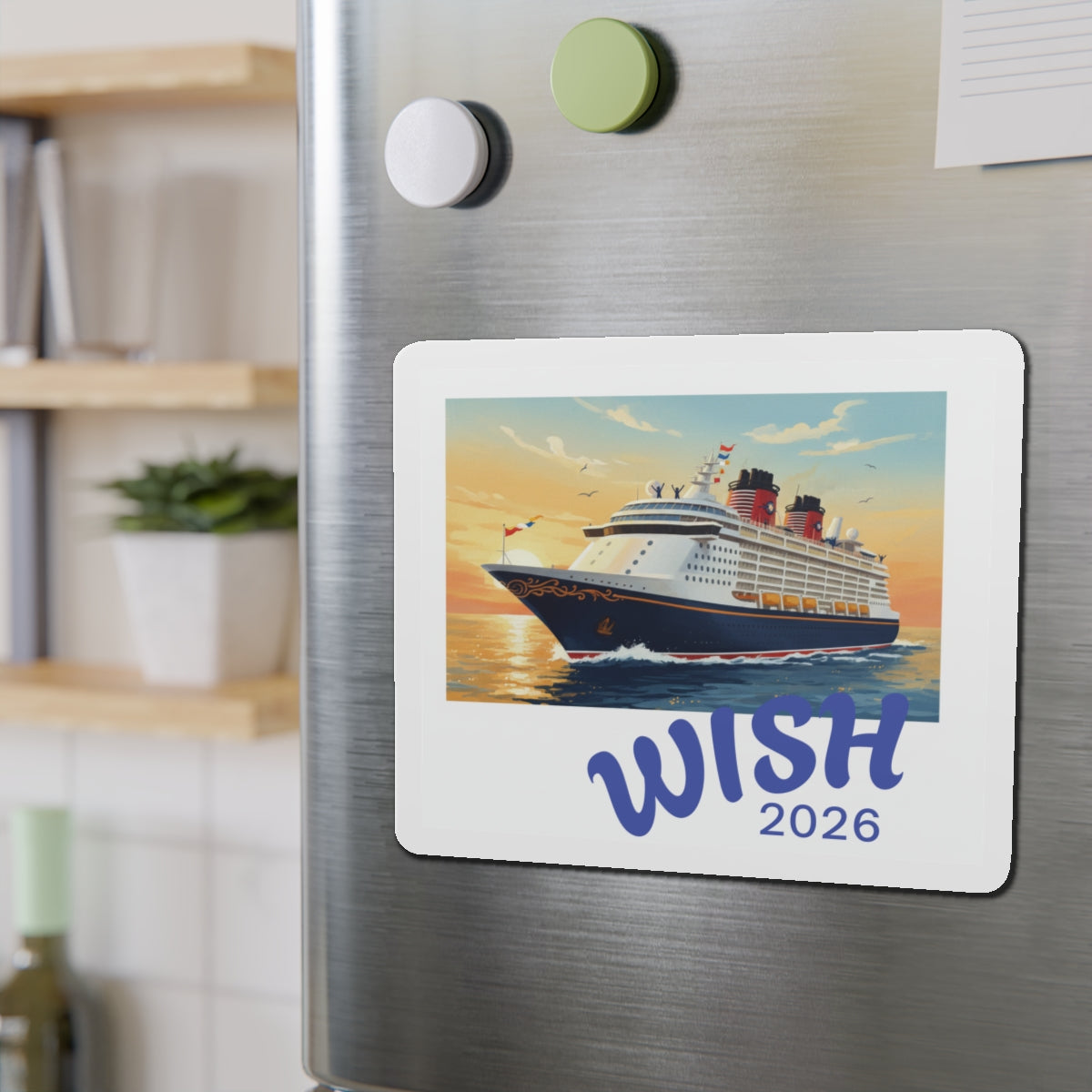 Cruise Ship 'WISH 2026' Die-Cut Magnet — Travel Souvenir Magnet
