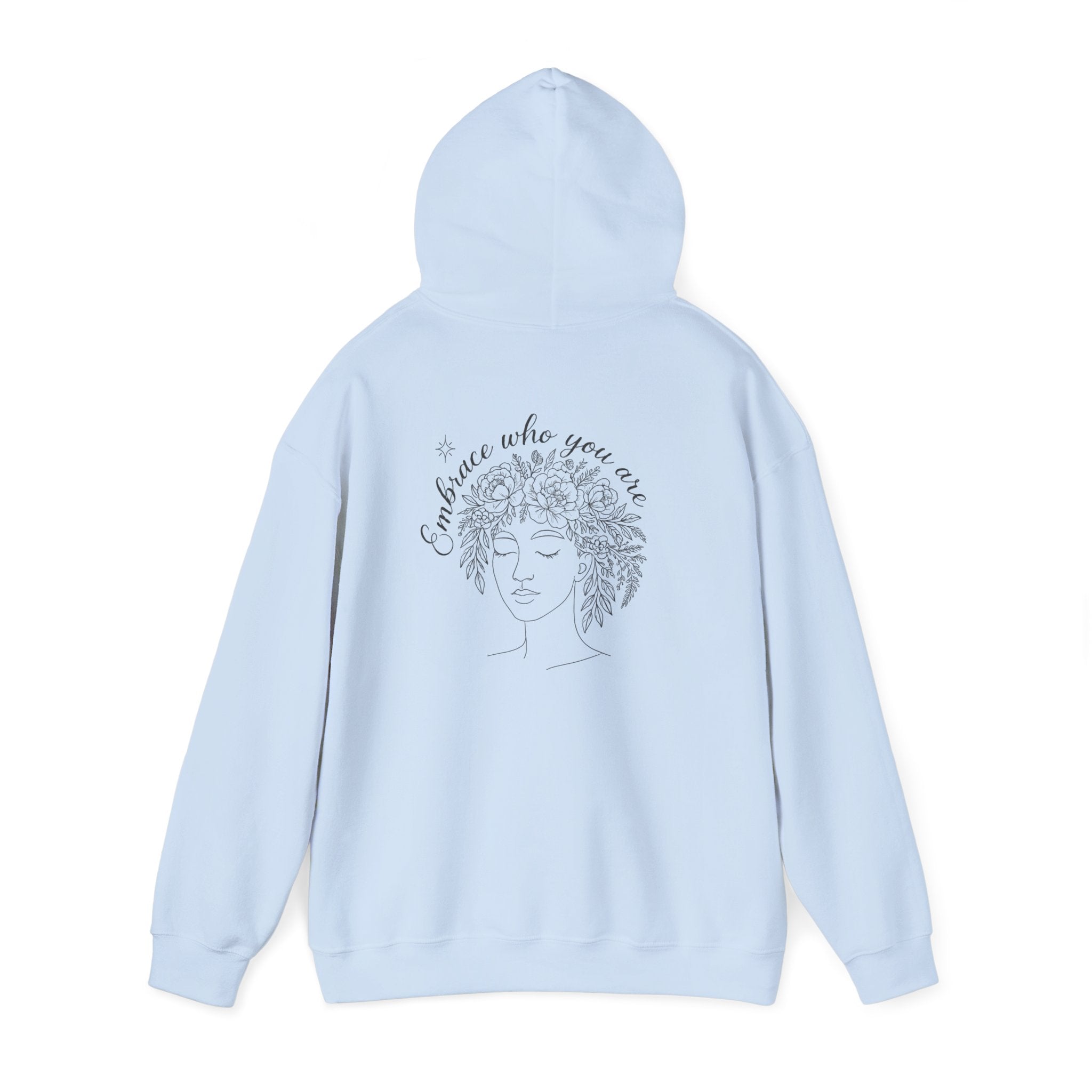 Hoodie – "Embrace Where You Are" Floral Line Art Comfort Hoodie