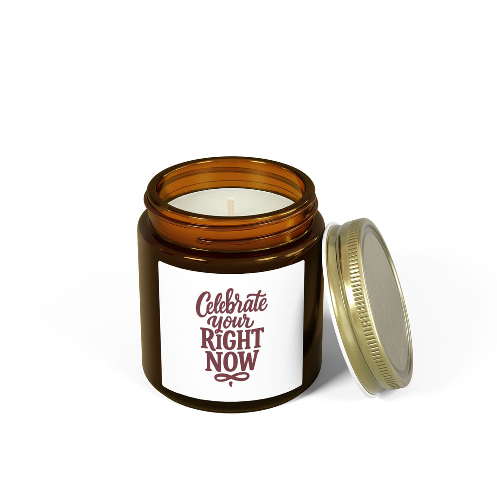 Celebrate Your Right Now — Amber Glass Cashmere Musk Candle (Coconut Apricot Wax, 4oz & 9oz)