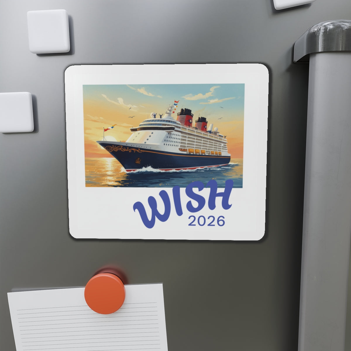 Cruise Ship 'WISH 2026' Die-Cut Magnet — Travel Souvenir Magnet